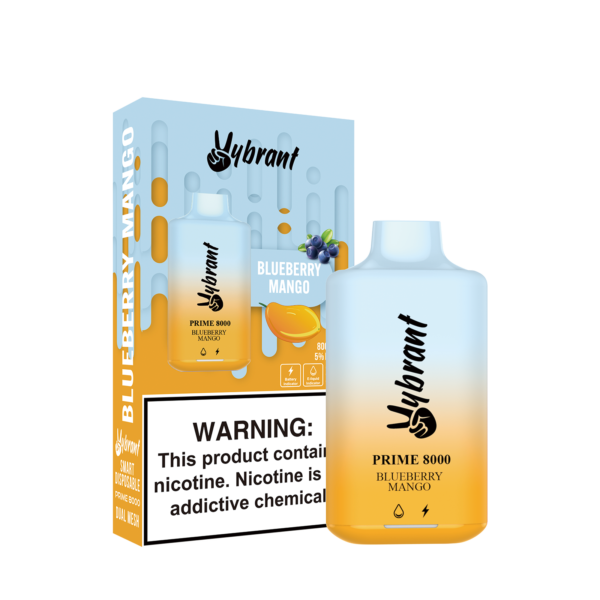 Blueberry Mango 8000 Puffs by VyBrant offers a delicious blend of blueberry and mango flavors in a disposable vape.