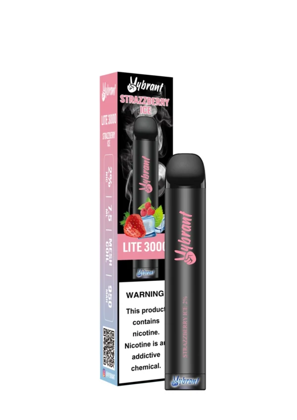 Enjoy the refreshing Strazzberry Ice Lite vape by VyBrant, offering 3000 puffs of delicious Strazzberry Ice flavor.
