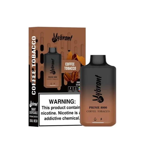 Enjoy the rich blend of Coffee Tobacco Vape by VyBrant, delivering 8000 puffs of smooth flavor.