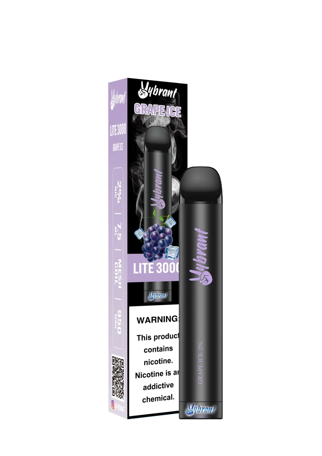 Grape Ice Lite 3000 Puffs by VyBrant offers a refreshing Grape Ice vape experience in a convenient disposable format.