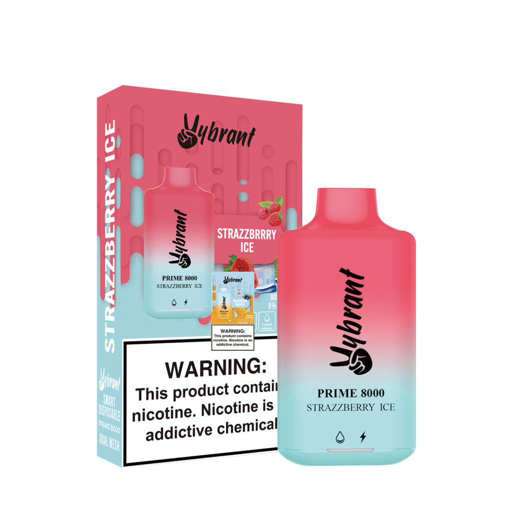 VyBrant Strazzberry Ice vape offers 8000 puffs of refreshing berry flavor with a cool finish, perfect for on-the-go enjoyment.