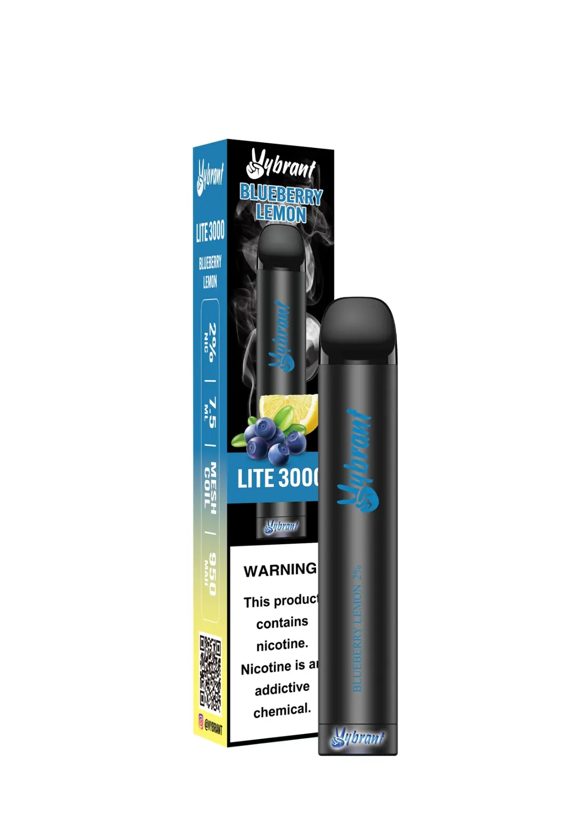 Blueberry Lemon Lite 3000 Puffs by VyBrant offers a refreshing blueberry lemon vape experience. Perfect for on-the-go enjoyment.