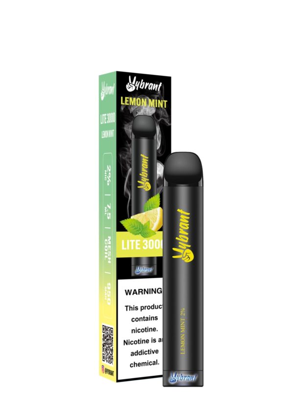 Lemon Mint Lite 3000 Puffs by VyBrant offers a refreshing lemon mint vape experience for ultimate enjoyment.