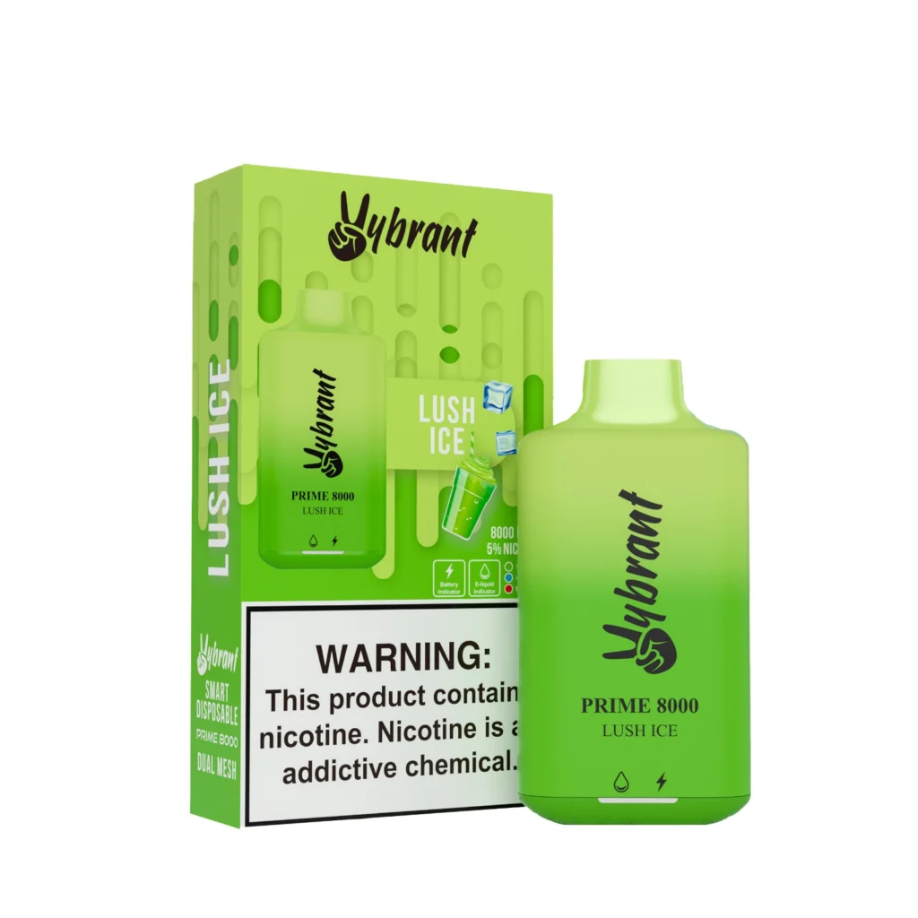 Lush Ice Prime 8000 Puffs by VyBrant offers a refreshing Lush Ice flavor in a convenient disposable vape.