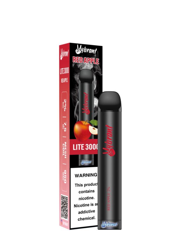 Red Apple Lite 3000 Puffs - Single by VyBrant offers a delicious red apple vape flavor in a sleek design.