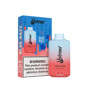 Blue Razz Prime 8000 Puffs by VyBrant offers a delicious blue razz vape experience with vibrant flavor.