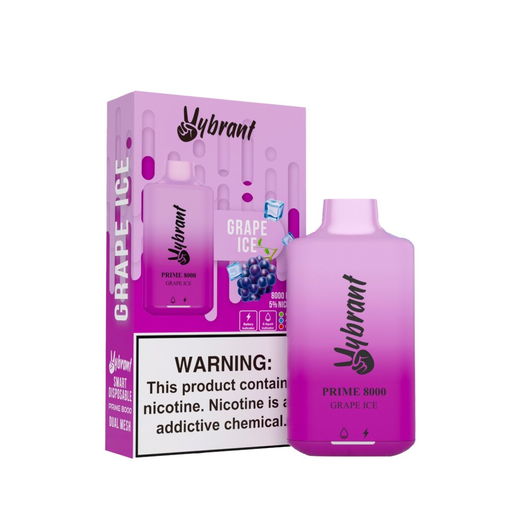 Grape Ice Prime 8000 Puffs by VyBrant offers a refreshing Grape Ice vape experience in a convenient disposable format.