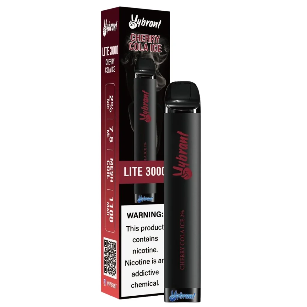 Cherry Cola Ice Lite 3000 Puffs by VyBrant offers a refreshing Cherry Cola flavored vape experience.
